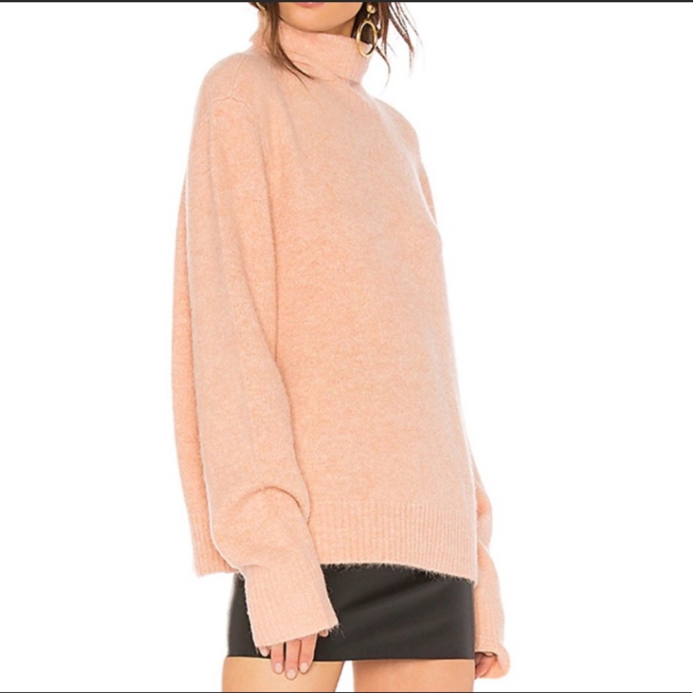 FRAME Dusty Pink Slouchy Oversized Turtle Neck Sweater Alpaca Wool Blend Small
